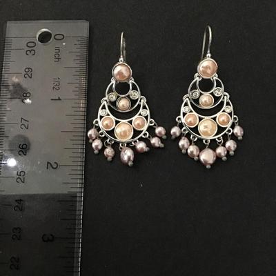 Silver tone fashion dangle earrings