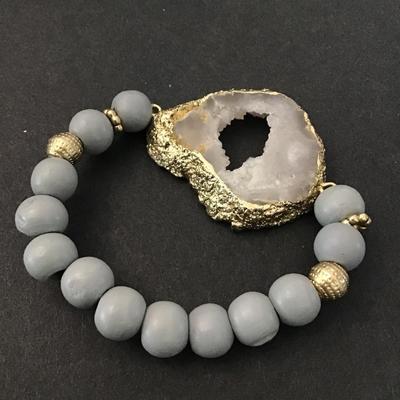 Druzy Agate stretch bead bracelet