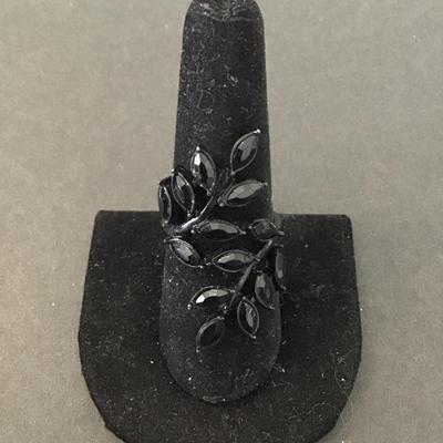Jet black Rhinestone Statement ring