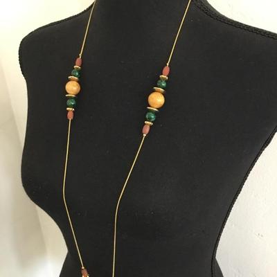 Vintage, gold, toned, multicolored bead necklace