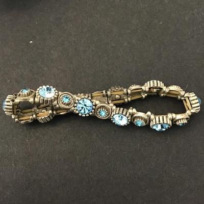 Vintage blue Rhinestone stretch bracelet