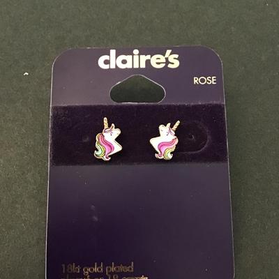 18kt gold plated unicorn stud earrings
