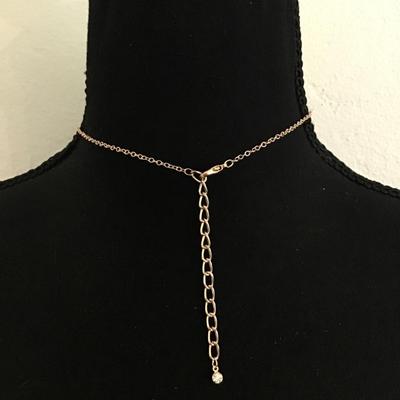 Iridescent rhinestone rose gold necklace