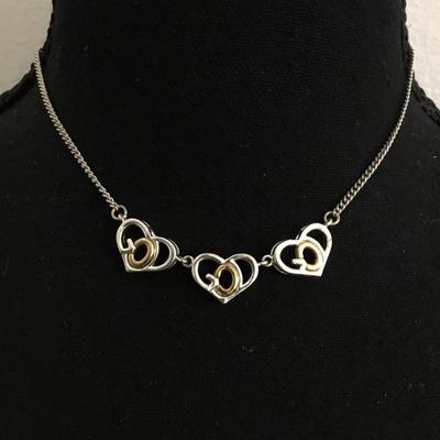 Cute Silver and gold, toned heart fashion necklace