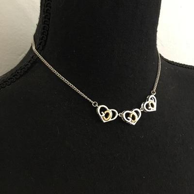 Cute Silver and gold, toned heart fashion necklace