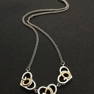Cute Silver and gold, toned heart fashion necklace