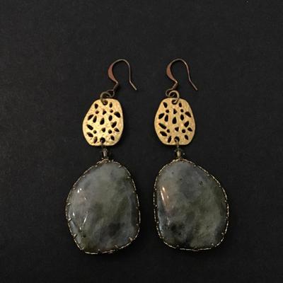 Gold tone stone dangle earrings