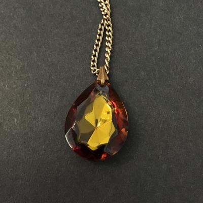 Vintage root beer colored crystal necklace