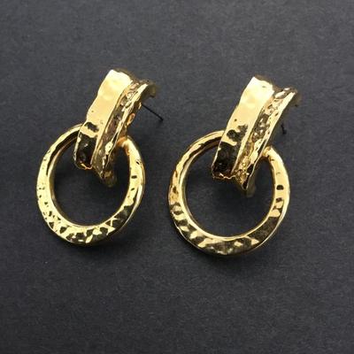 Beautiful hammered, gold, toned earrings