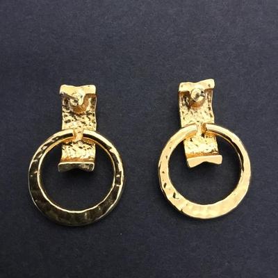 Beautiful hammered, gold, toned earrings