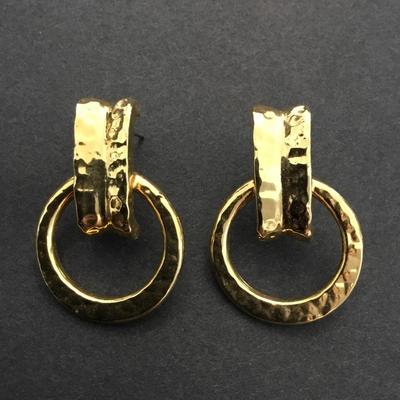 Beautiful hammered, gold, toned earrings