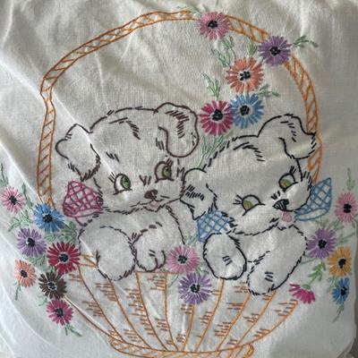 Chenille blanket with embroidery pillow