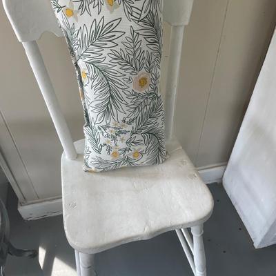 Painted white chair with pillow