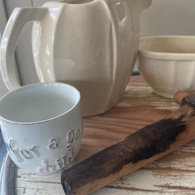 Wood crate with vintage items