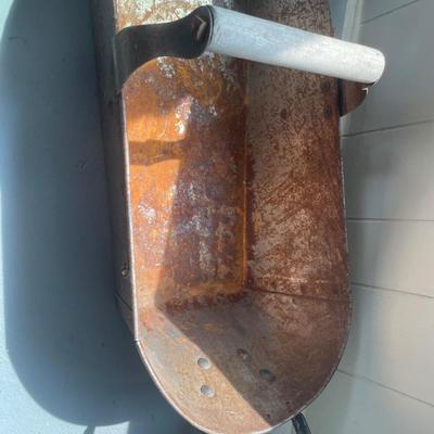 Vintage metal scoop, bell and trivet