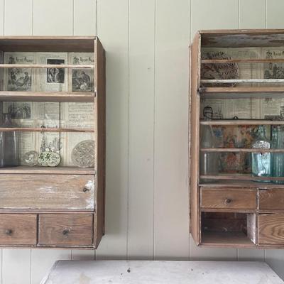 2 vintage wood organizers