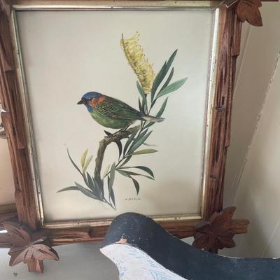 Bird pictures with wood frames and weather prophet