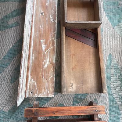 Metal crate with wood items