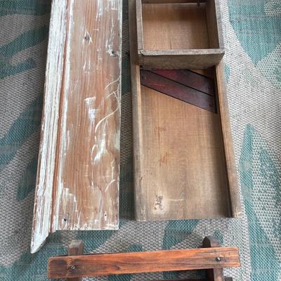 Metal crate with wood items