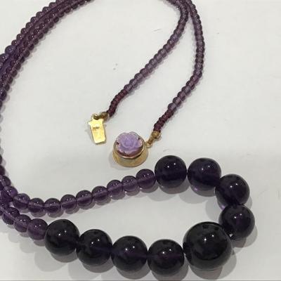 Gorgeous vintage authentic amethyst, crystal bead necklace