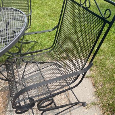 Wrought iron table and 2 chairs