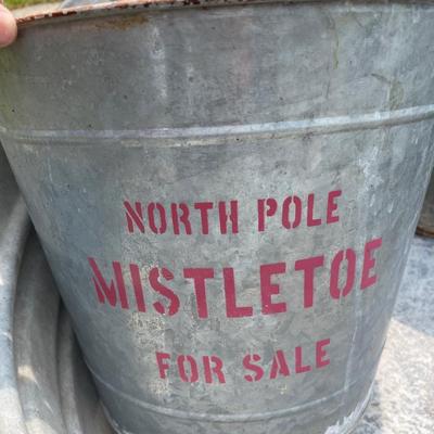 Large metal Wheeling tub with small pails inside