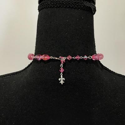 Vintage Vendome gorgeous, pink, crystal necklace, choker