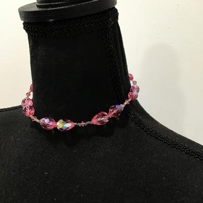 Vintage Vendome gorgeous, pink, crystal necklace, choker