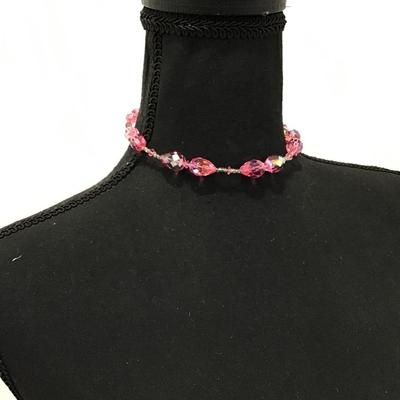 Vintage Vendome gorgeous, pink, crystal necklace, choker