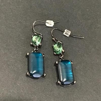 Beautiful rhinestone and blue stone dangle earrings