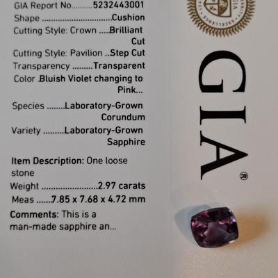 GIA CERTIFIED LAB GROWN SAPPHIRE