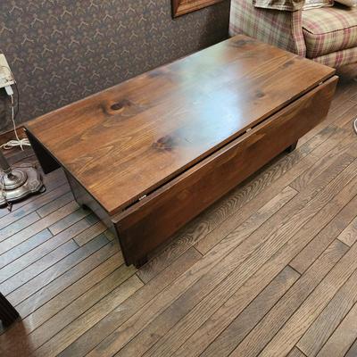 Dropleaf Coffee Table w Lower Shelf 44x36x16 22" wide with leaves down