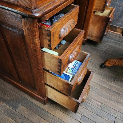 Antique 1800's Roll Top Oak Desk and Chair from PA. Hotel