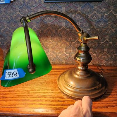 Green Bankers Library Desk Lamp w Touch Control On Off