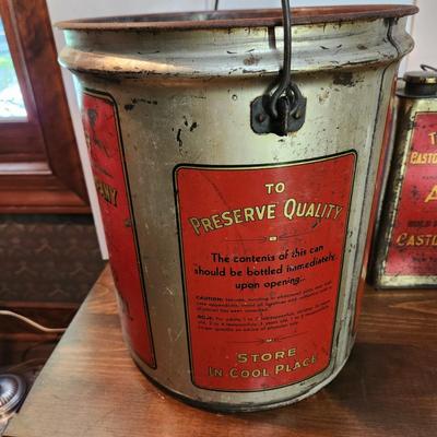 Lot of 3 The Baker Castor Oil Company Collectibles 2 Oil Cans 1 Bill of Sale