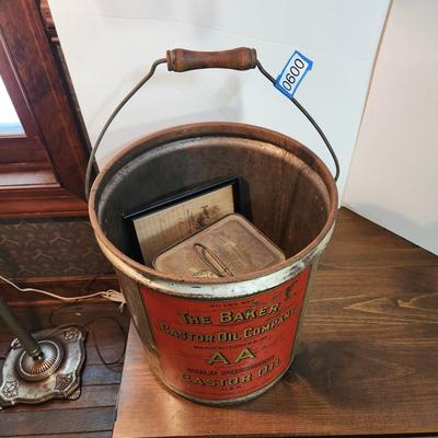 Lot of 3 The Baker Castor Oil Company Collectibles 2 Oil Cans 1 Bill of Sale