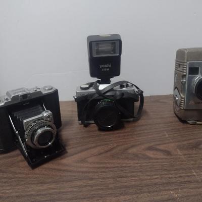 Set of Three Vintage Cameras Include Proud Chrome Six, Yoshi Pro Shot and a Revere 8mm