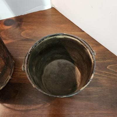 2 Vintage Dutch Boy Paint National Lead Co. Pails 1 Wood 1 Metal