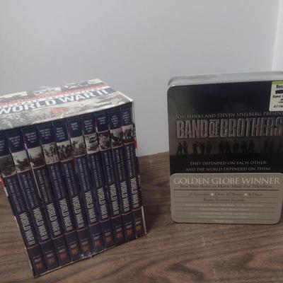 Band of Brothers DVD Collection in Tin Case and History Channel WWII Ultimate Collections DVD Set Both New in Wrap