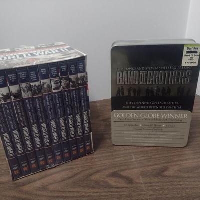 Band of Brothers DVD Collection in Tin Case and History Channel WWII Ultimate Collections DVD Set Both New in Wrap