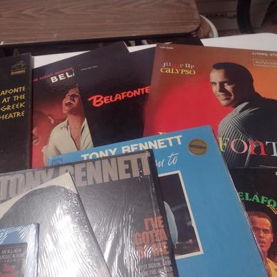 Large Collection of Vintage Vinyl Albums Harry Belafonte, Tony Bennett, Al Jolson, Nat King Cole and More