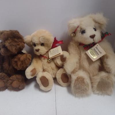 Set of Three Steward Studios Stuffed Bears 'Buttercream', 'Twinkletoes' and 'Bosco'