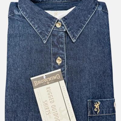 15 Pieces - Browning For Her Women’s Rugged Outdoor Shirt Stonewashed Denim 100% Cotton NEW