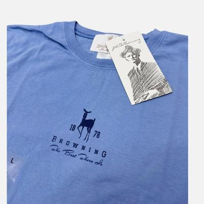 10 Units Large - Browning For Her Women's T-Shirt Wisteria Blue Doe Silhouette 1878 Logo Tee NEW