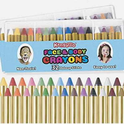 6 Units Face Paint & Body Crayons 16 Colors Safe & Non-Toxic Facepainting Makeup Stick