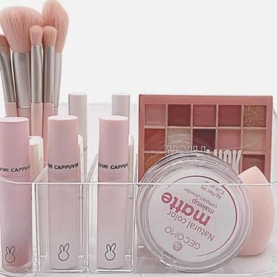 5 Units - Crystal Clear Makeup Organizer Tray 9 Slot Lip Gloss Holder Display