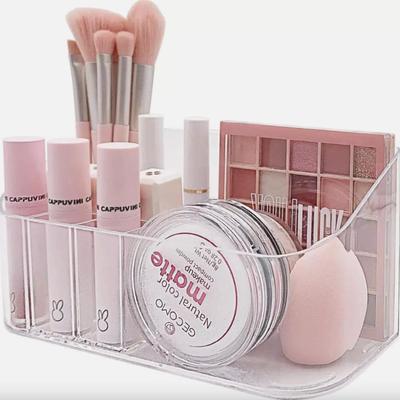 5 Units - Crystal Clear Makeup Organizer Tray 9 Slot Lip Gloss Holder Display