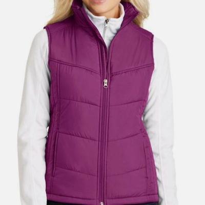 9 Units - S, L, XL - Port Authority Women's Puffy Vest L709 Bright Berry/Bermuda Purple