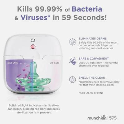 10 Units - New Munchkin 59S Mini Sterilizer Portable UV Sanitizer White