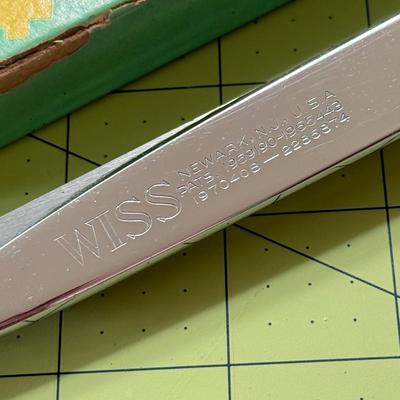 LOT 152L: Fiskars 24 x 6 inch Acrylic Ruler, Fiskars 24 x 18 inch Cutting Mat, XL Watercolor Paper Pad & Vintage Wiss Model C Pinking...